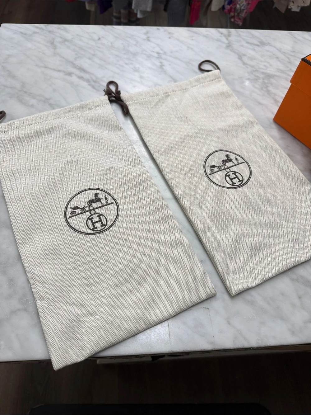 Hermes Classic Box with Lid, Two Sleeper Bag and Ribbon